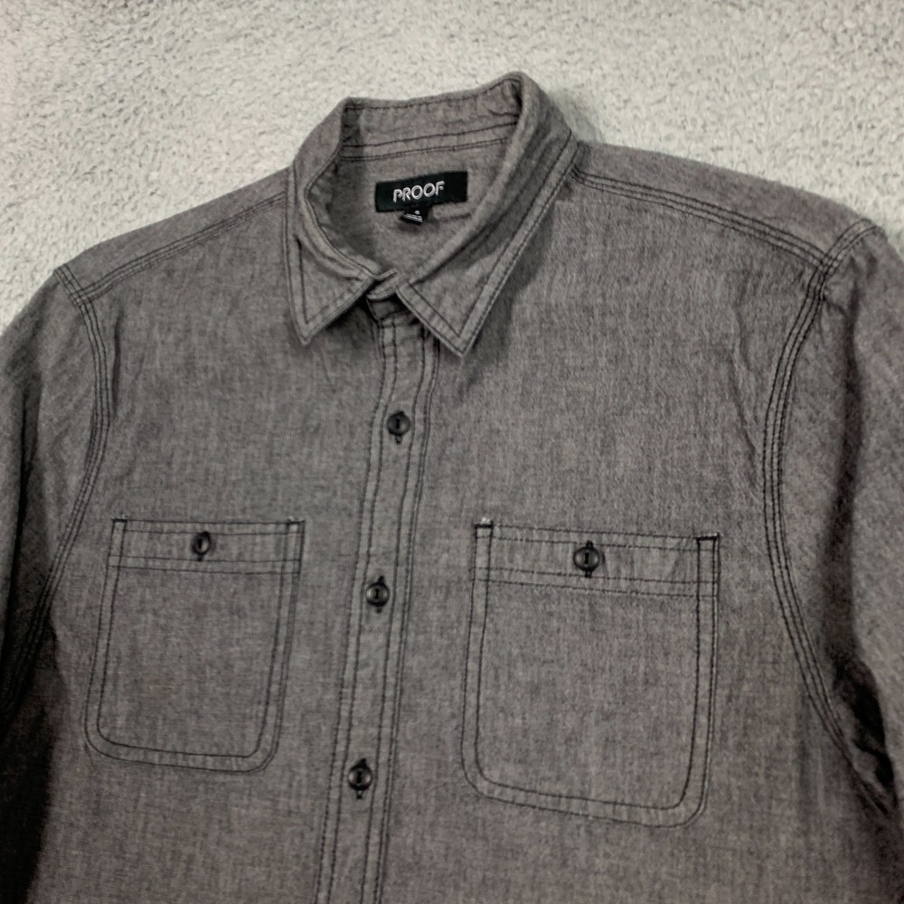 Proof Strong Shirt Men's Small S Gray Chambray‎ Cotton Blend Workwear Huckberry